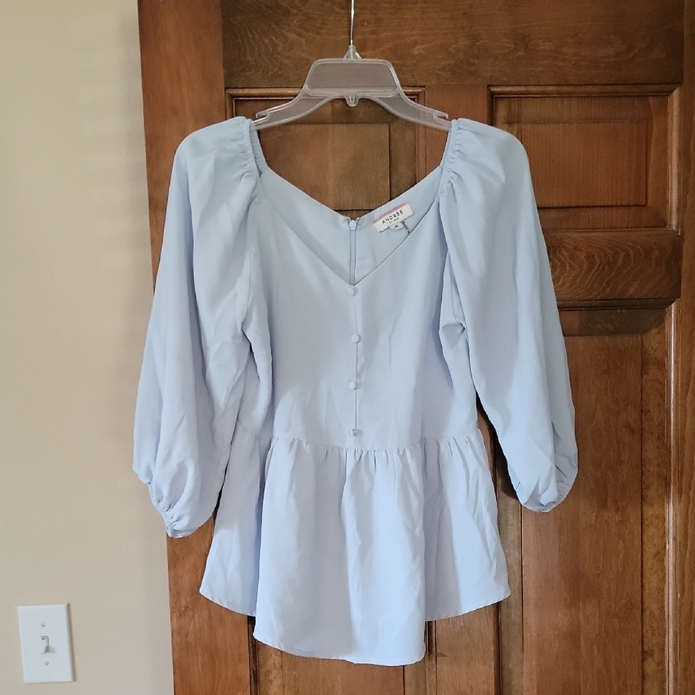 Andree Sky Blue Peplum Blouse